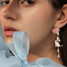 Cat Earrings Stud Cute Cat Lover Gifts for Women Silver Frog Cuff Earrings Unique Gifts Fun Animal Earrings Cat Themed Gifts Jewelry for Women