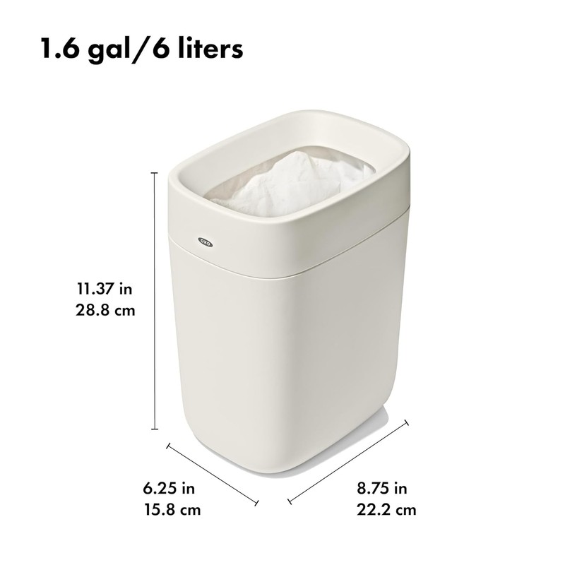 OXO Good Grips - Papelera para baño, color blanco