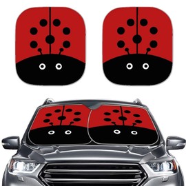 KEIAHUAN Ladybird Pattern Car Sun Shade Windshield 2 Pack Auto Foldable Sunshade UV Protection Sun Visor Auto Sun Shield Heat Protector for Front Window Car Summer Accessories