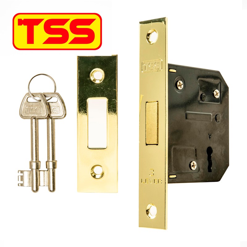 TSS 3 Lever Mortice Lock 79mm PB