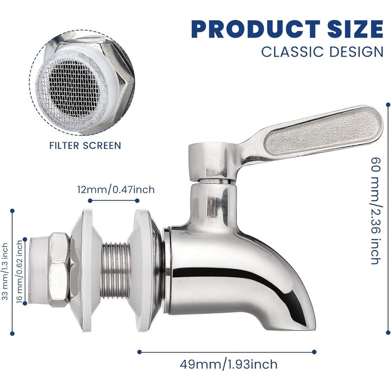 Stainless Steel Spigot for Beverage Dispenser Outdoor Water Faucet Dispenser