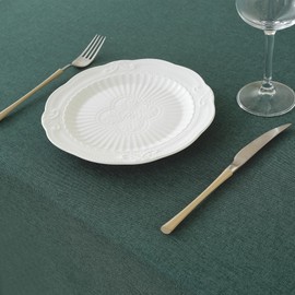 JIALE Rectangle Tables Cloth, Waterproof Stain Resistant Tablecloth, Wrinkle Free Farmhouse Dining Table Cover, Soft Fabric Table Cloths for Dinner/Party/Holiday, 52 X 70 Inch, Dark Green