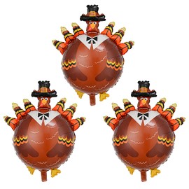 Thanksgiving Turkey Foil Balloons - Fall Harvest Decorations for Themed Party Supplies and Favors - 3PCS Fall Balloon Set