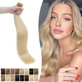 Silk-co I Tip Hair Extensions 1g/Strand 50g Pre Bonded Stick Tip Keratin Real Remy Human Hair Extension Straight (22inch, 613 Bleach Blonde?