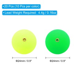 PATIKIL Fishing Bobber 24mm/0.9 Inch Dia, 20 Pack Slip Foam Floats Buoy Rig Stoppers for Crappie Trout Bass Fishing, Green,Yellow
