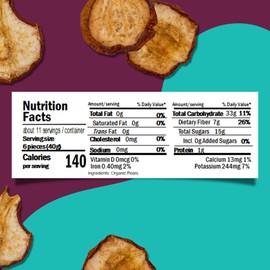 Bella Viva Orchards Organic Dried Pears, Sweet no Sugar Added, 1 lb of Dried Fruit