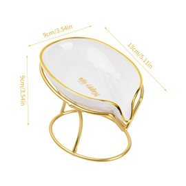 Volumoon Soap Dish with Drain, Leaf Shape Soap Dish, Self-Draining Soap Holder, Soap Box Soap Holder for Bathroom, Shower, Sink, Kitchen, Bathtub (Gold)