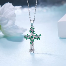 Feijiesi Celtic Cross Urn Necklace 925 Sterling Silver Celtic Religious Cremation Necklace for Ashes Cross Cremation Jewelry Gifts for Women