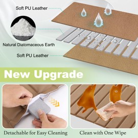 Oxydrily Stone Drying Mat for Kitchen Counter, Stain-Resistant PU Leather, Large Stone Dish Drying Mat Foldable, Self Absorbing Diatomaceous Earth Mats Quick Dry for Dishes Bottles Cups 23" x 15.3"