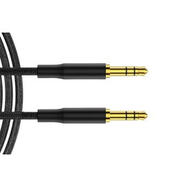 LockMingle Ultra-Strong Black AUX Cable 1m – Braided 3.5mm Lead for Headphones & Phones