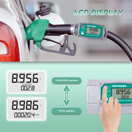 GRYVOZE 2 Inch NPT Digital Flow Meter, 15.8-132 GPM Inline Fuel Turbine Flowmeter with LCD Display for Water, Diesel, Gas Oil, Gasoline, and Other Liquids - Supports Gallon, QTS, PTS, L, m³
