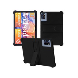 Case for Winsing T30W Android 15 Tablets 10 inch，WUNIAK Shock Proof Lightweight Stand Rubber Shell Protective Cover,Kids Friendly Soft Silicone Adjustable Stand Cover,Black