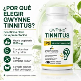 Gwynne Alivio Del Zumbido En Los Oídos 1200mg Suplemento Con Vitamina C & Complejo Bclínicamente Probado Para El Zumbido En Los Oídos & Alivio Del Sín