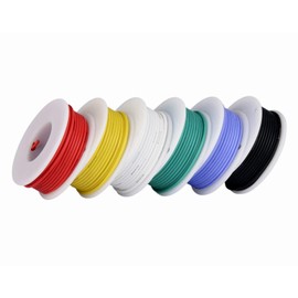 TUOFENG 20awg Wire Flexible Silicone Wire,20 Gauge Tinned Copper Wires Silicone Rubber Insulated (6 Different Colored 23ft / 7m Each)(OD: 1.75 mm) 600V Stranded Wire Hook up Wire Kit