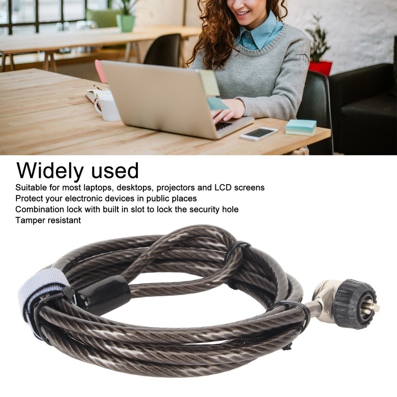 Laptop Cable Lock with 2 Keys Theft Prevention Flexibility Adjustable