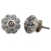 Set of 12 Pieces Leaf Floral Ceramic White Cabinet Knobs