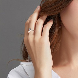 CANDYFANCY S925 Sterling Silver Rose Flower Ring for Women Adustable Open Ring Love Promise Ring Jewelry Gifts