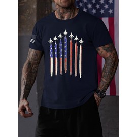 Mainfini Mens 2025 Fighter Jets T-Shirt Fourth of July Shirt Tactical 1776 Independence Day Workout Freedom Memorial Day USA Flag Graphic Stars and Stripes Gym Stretch Military Tee Shirts Navy M