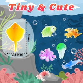 TOANWOD 24 PCS Mini Mochi Squishy Toys for Party Favors, Kawaii Fidget Toys for Stress Relief , Sensory Toys Desk Pets for Kids, Goodie Bag Stuffers for Kids Birthday Party 8-12 (Marine Theme)
