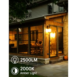 Prosperbiz Bug Light Bulbs Outdoor: A21 23W Amber Yellow Light Bulb, 150W-200W Equivalent, 2000K LED Light Bulbs E26, Bug Light Bulb for Outside Porch, Garage, Non-Dimmable, 4 Pack