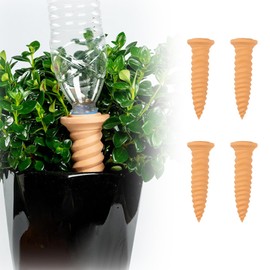 Pokmill Watering System, Set of 4, Automatic Water Supply for Plants, Clay Plant Irrigator, Automatic Watering System, Plants, Watering, Spiral Irrigator, Inserts into Soil, Worry-free While Staying