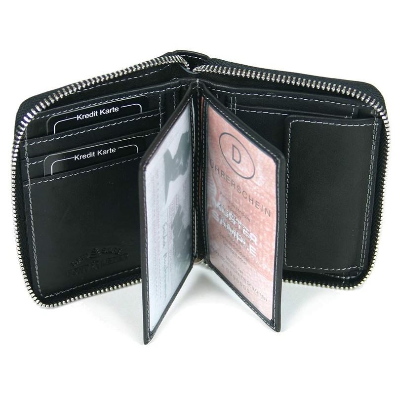 CF CATTERFELD Men's Genuine Leather Wallet with RFID Protection, black,