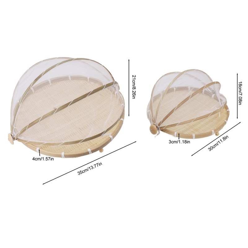 2Pcs Food Serving Tent Basket Fly Skeeter Insect Resistant Bamboo