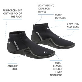 Cressi Low Boot Shorty Boots Neoprene 3mm - Black, XL