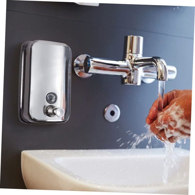 WOONEKY Hand Press Liquid Soap Dispenser Refillable Wall-Mounted Stainless Steel