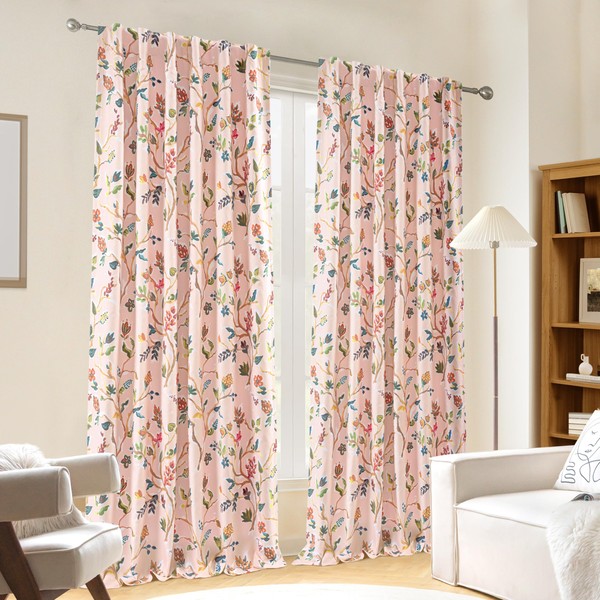 DriftAway Lauren Pink Blackout Curtains for Bedroom Colorful Watercolor Branch