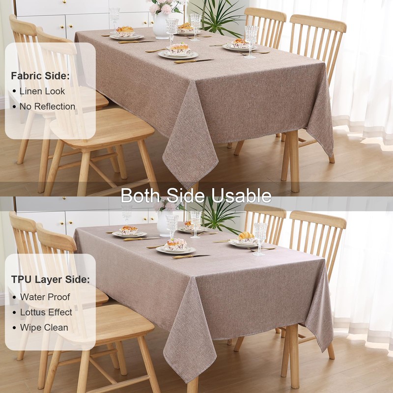 smiry Rectangular Table Cloth Wipe Clean 140x200 cm, Wipeable Water
