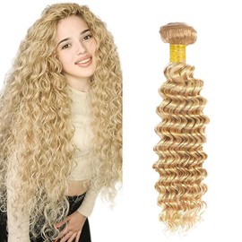 P27613 Bundle Ombre Blonde Deep Wave Human Hair Bundles Two Tone Honey Blonde Mixed With Blonde Bundles Human Hair 18 Inch 613 Deep Wave Bundle