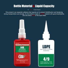 ESKONKE ESKONKE Retaining Compound Green 648 Sleeve Retainer High Strength Cylindrical Metal Components Assemblies Locking and Sealing Anaerobic Glue 1.69 Oz/50 ml