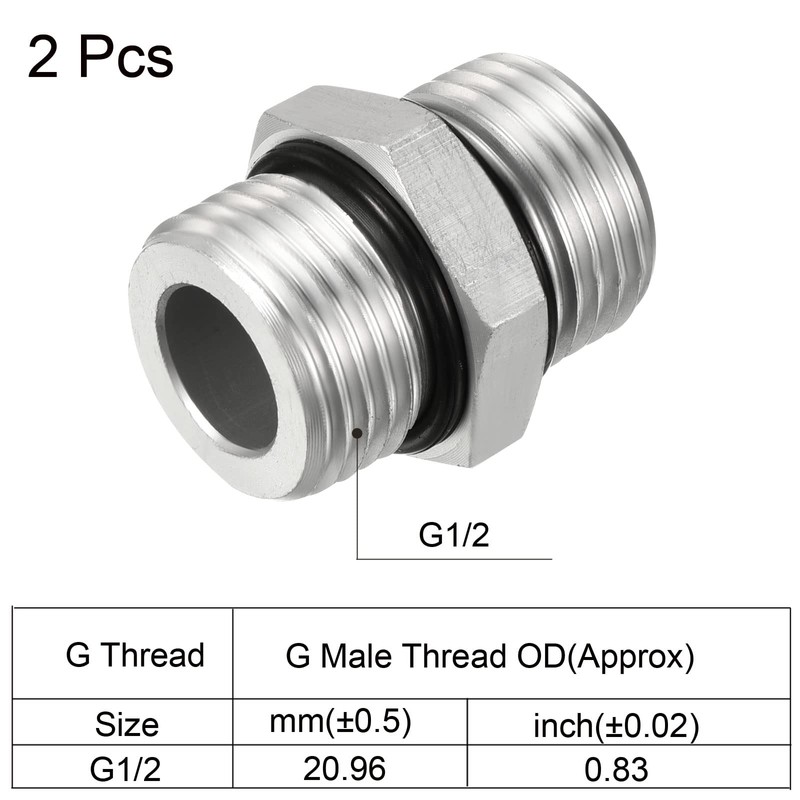 PATIKIL G1/2 x G1/2 Male Threaded Pipe Adapter Fitting Hex