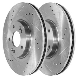 AutoShack Pair of 2 Front Drilled and Slotted Brake Rotors Silver Driver and Passenger Side Replacement for 2014-2020 Kia Sorento 2013-2018 Hyundai Santa Fe Sport 2014-2019 Santa Fe XL PR1081012DSZPR