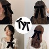 CHANJIF ベロア リボン 黒 ヘアクリップ ロングリボン 蝶結び ベルベット 小顔 かわいい