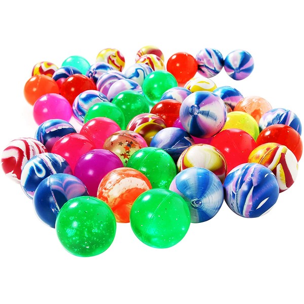 Juvale 50 Count Bouncy Balls Party Favors for Kids Goodie Bags – 1.5 Inch Rubber High Bouncing Toys Fillers for Birthdays in Assorted Colorful Designs