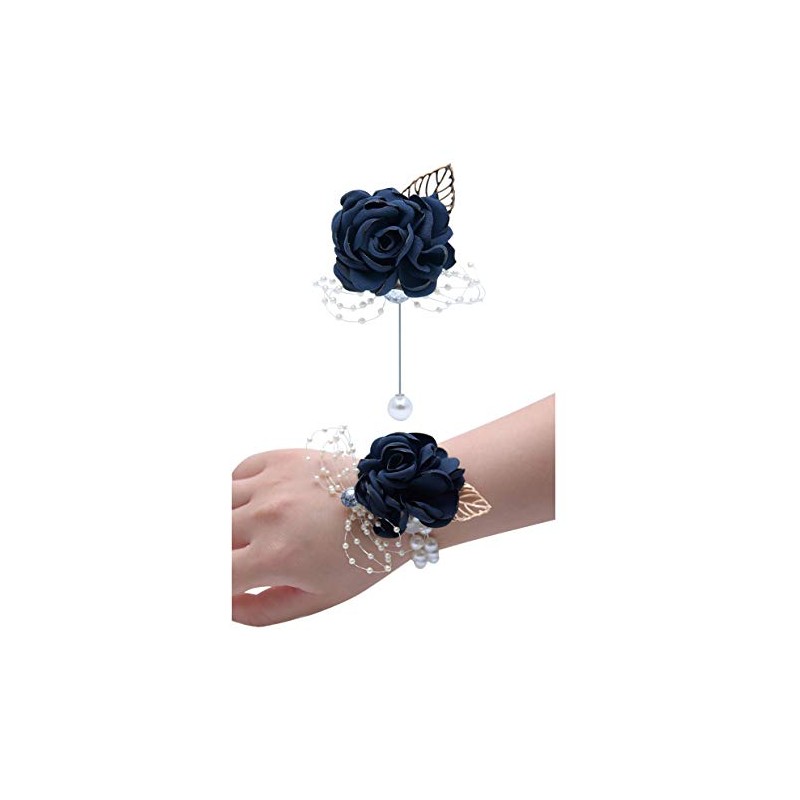 Wedding Wrist Corsage Brooch Set Flower Bead Bracelet Bridesmaid Prom