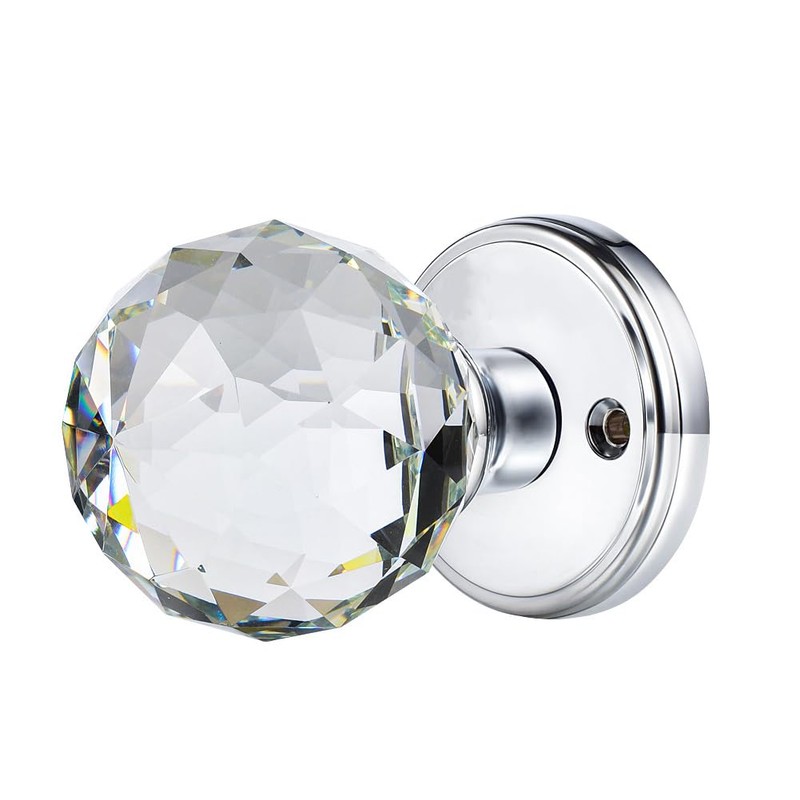 CLCTK Crystal Glass Door Knobs Interior, Round Door Knobs for