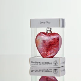 Sienna Glass 8cm Friendship Heart – I Love You – Red – Handcrafted Glass Ornament with Hanging Ribbon – Unique Keepsake Gift for Loved Ones