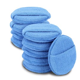 HQRNYP 10PCS Wax Applicator Pads, Polishing Pad, 5" Diameter Soft Microfiber Polishing Care Foam Sponge with Finger Pocket, Car Buffing & Detail Foam Wax Applicator Sponge for Car Cleaning (Blue)