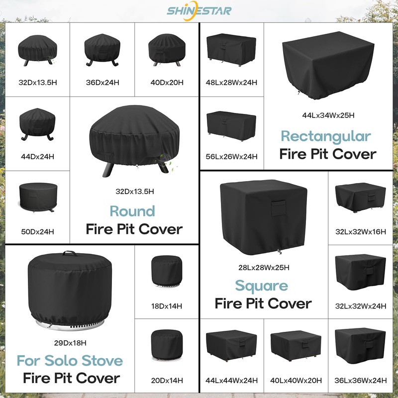 SHINESTAR 36 Inch Round Fire Pit Cover, Fits 30-36'' Wood