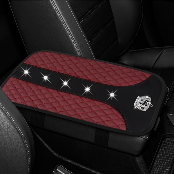Wogomz Bling Crown Car Center Console Cover, 12.7"×7.7" Armrest Cover