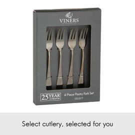 Viners Select Set of 4, 18/0 Stainless Steel Pastry Fork Set, Grey