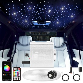 CHINLY 500pcs Starlight Headliner Kit,Twinkle Star Lights for Car Ceiling,APP Starlights Headliner Kit,Fiber Optic Star Ceiling Lights,RGBW+Music Mode Starlight Kit,(0.03in+0.04in+0.06in)*9.8ft