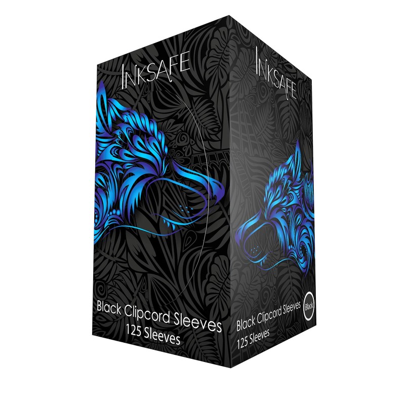 Inksafe Black Tattoo Clip Cord Covers/Sleeves 5cm x 80cm -