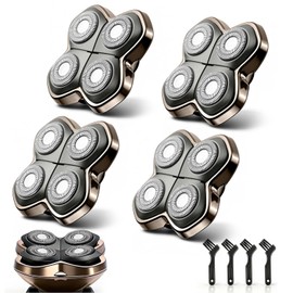 Replacement Blade Shaver PRO 4 Head for Electric Shaver Compatible with Skull Pitbull, Butterfly Kiss PRO & Palm Shavers with 4 Cleaning Brush (4Pack)