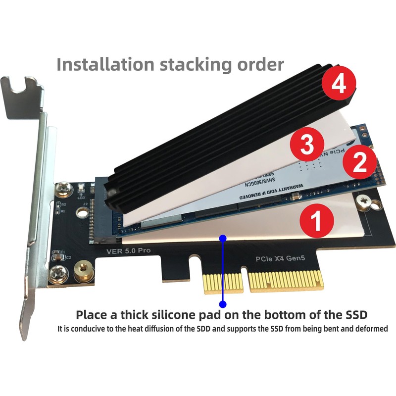 PCIe 5.0 M.2 NVMe X4 Adapter Expansion Card for PCIe5