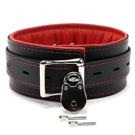 Macon Collar Supreme Lambskin Leather Ultra Soft Padded Choker (Red, Large)
