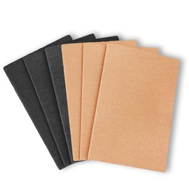 Hoshisea Pack of 6 Notebooks Pack A5 Kraft Notebook Kraft Cover Office Kraft Paper Notebook (Brown and Black)